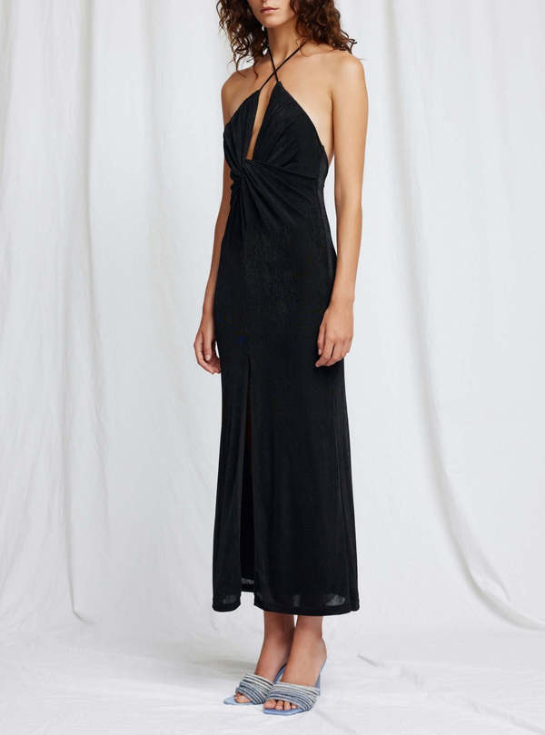 is dress white and gold or blue and black The Kohl: Halter Color Block Midi Dress– Chic Women's Dresses main image 0