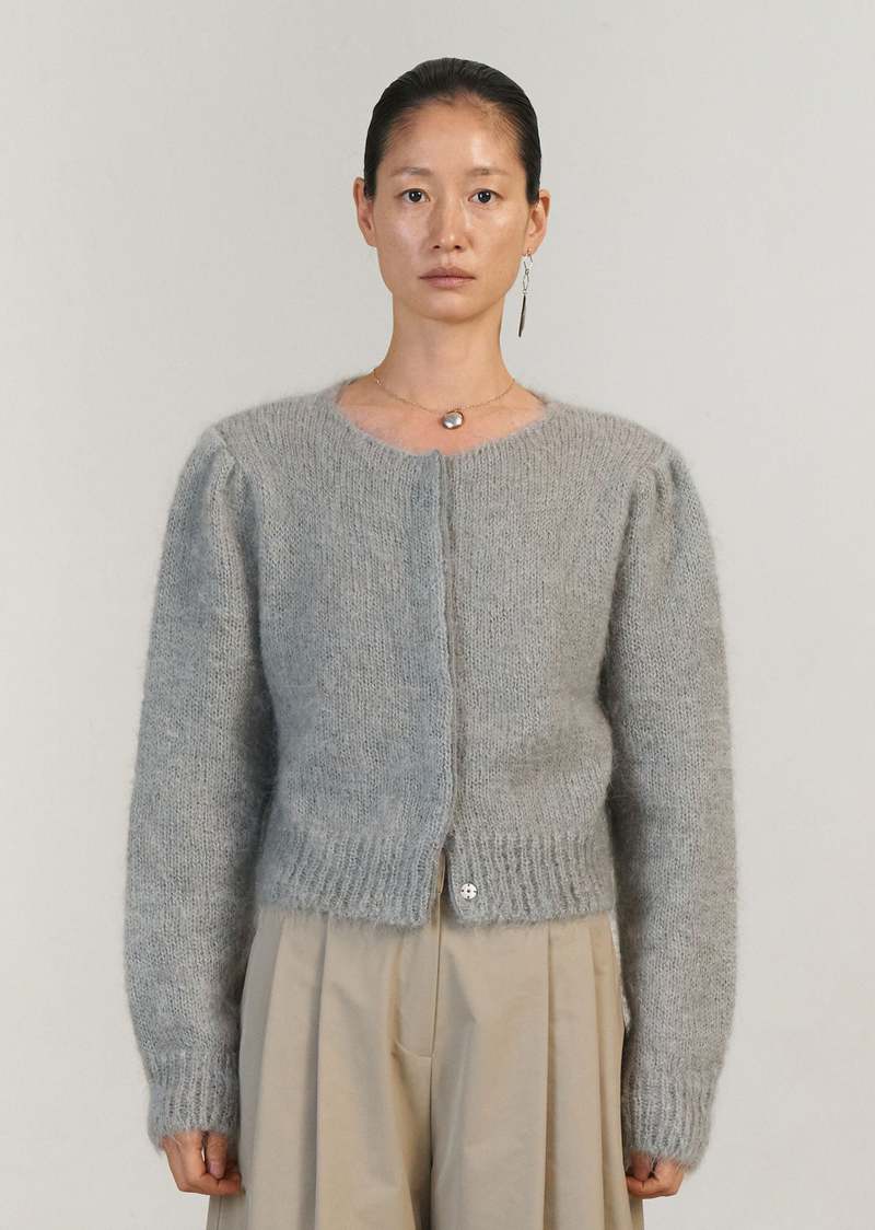 AMOMENTO Grandma Cardigan - Light Grey | Garmentory