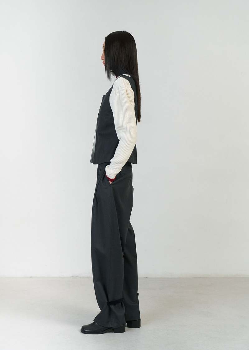amomento SOLID WIDE TUCK WOOL PANTS