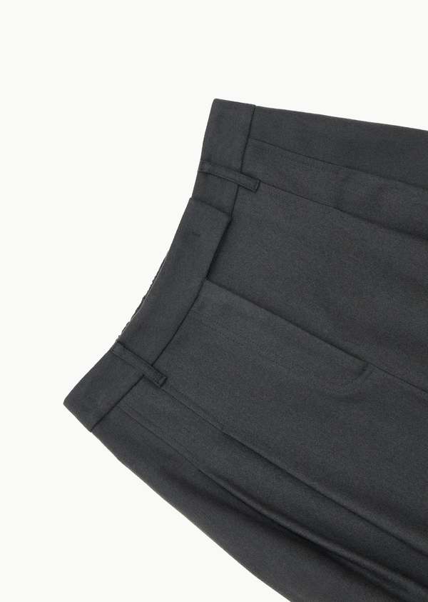 AMOMENTO Solid Wide Tuck Wool Pants - Charcoal | Garmentory
