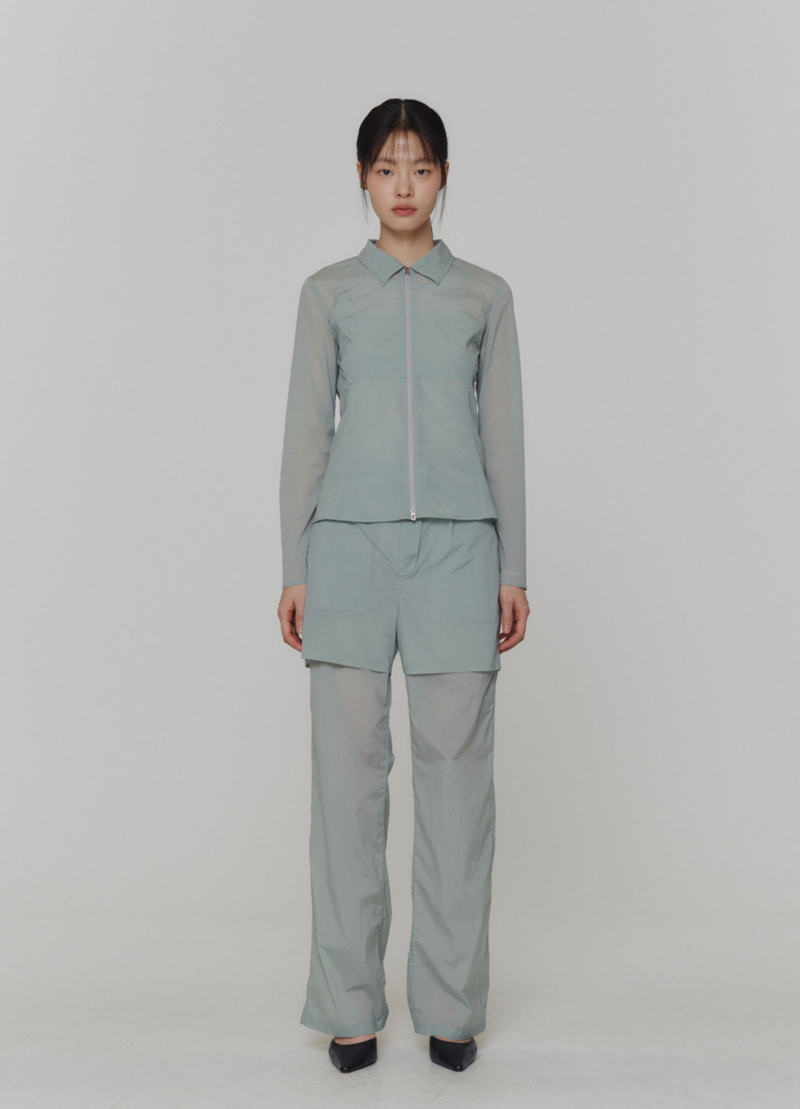 AMOMENTO☆24SS REVERSIBLE SHEER STRAIGHT FIT PANTS AMOMENTO Reversible Sheer Straight Pants | Garmentory