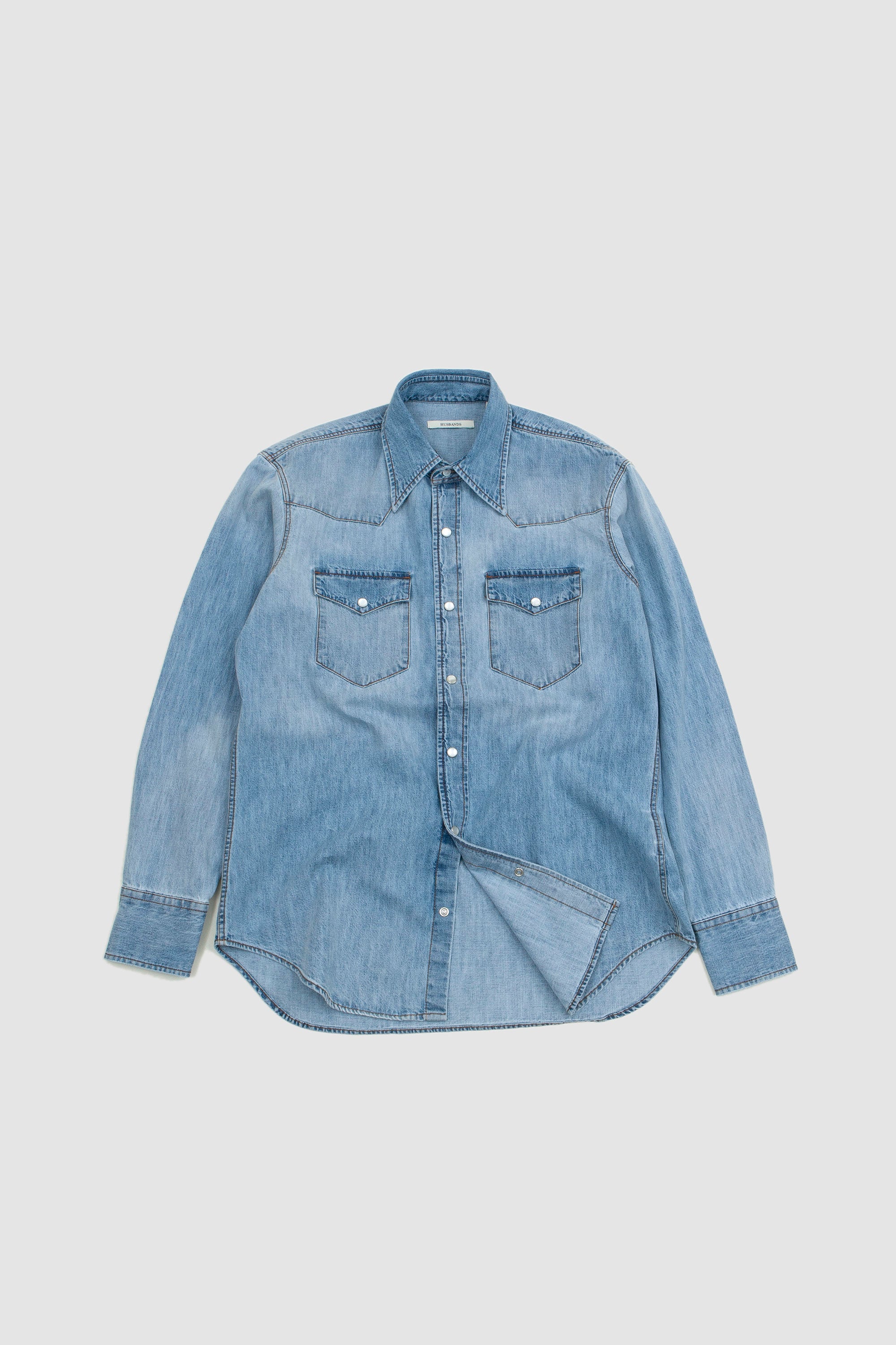 Husbands Western Shirt Jap. Selvedge Denim Shirt - Washed Blue