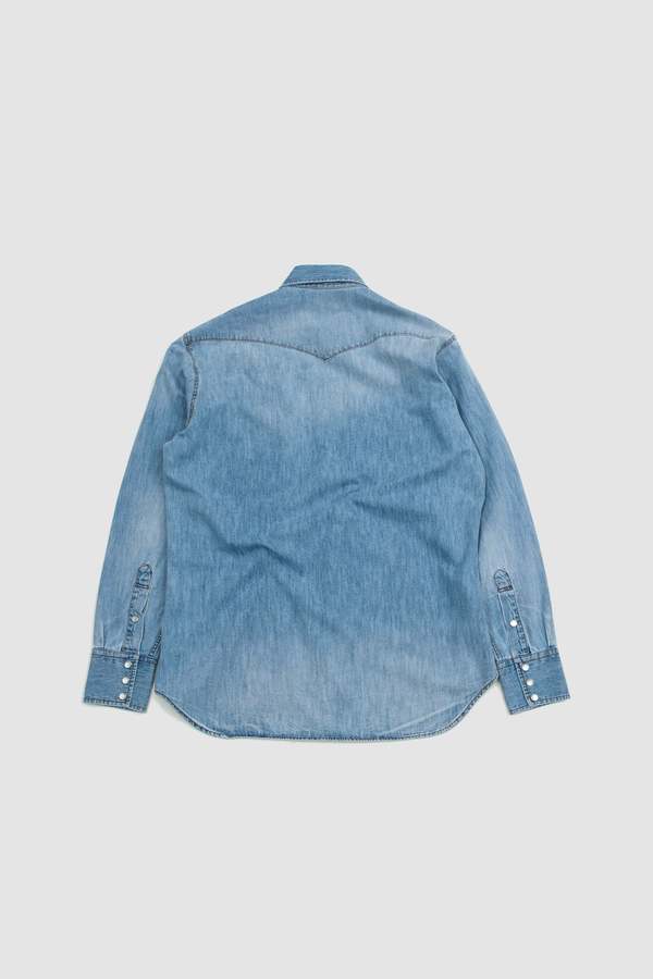 Husbands Western Shirt Jap. Selvedge Denim Shirt - Washed Blue