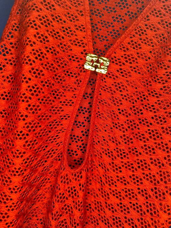 Ganni Mesh Lace Cover Up Dress - Racing Red | Garmentory