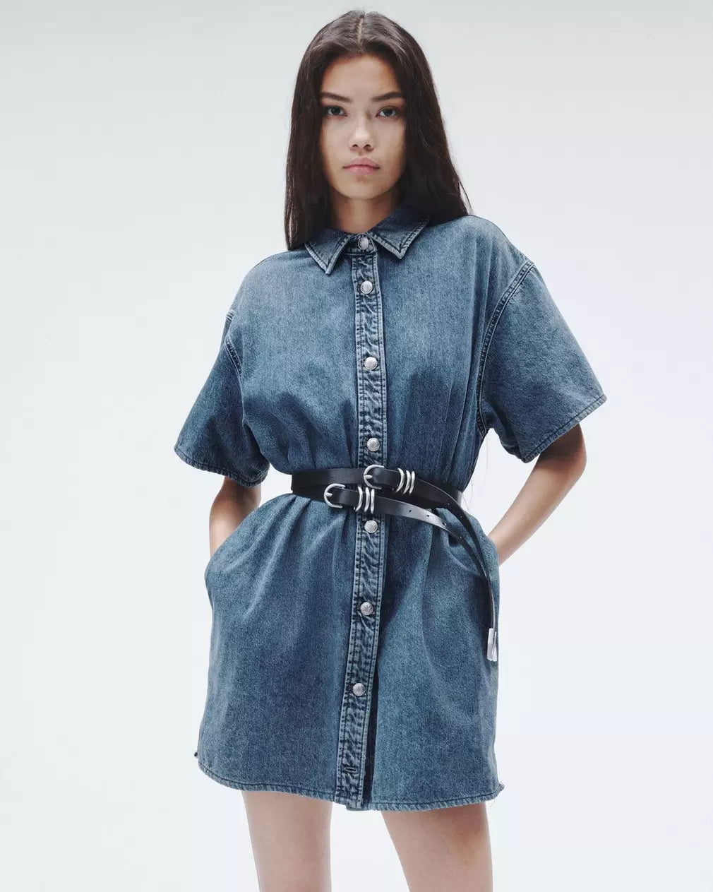 zara cotton dress Donna Morgan Women's Puff Sleeve V-Neck Mini Dress - Oil Green