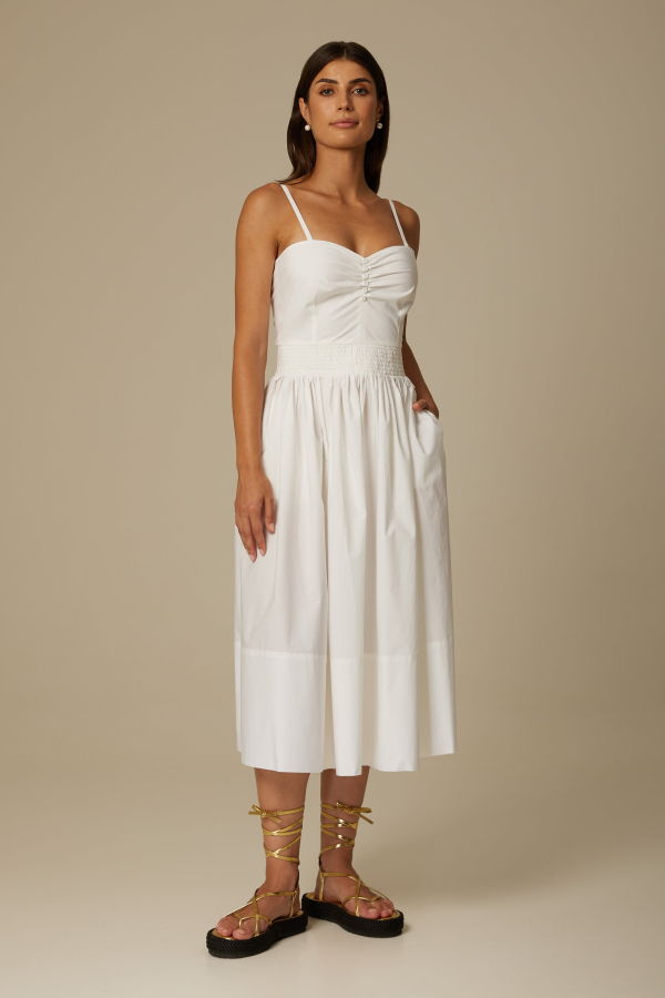 Santicler Miria Organic Cotton Strappy Dress - White