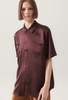Silk Laundry Short Sleeve Boyfriend Shirt - Cacao - Thumbnail 1