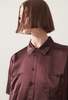 Silk Laundry Short Sleeve Boyfriend Shirt - Cacao - Thumbnail 5