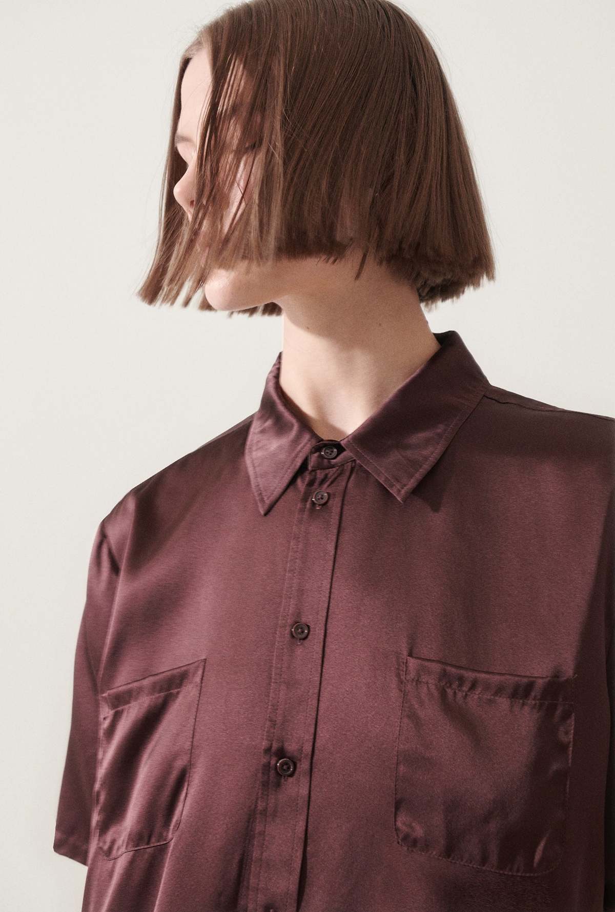 Silk Laundry Short Sleeve Boyfriend Shirt - Cacao - Image 5 of 5