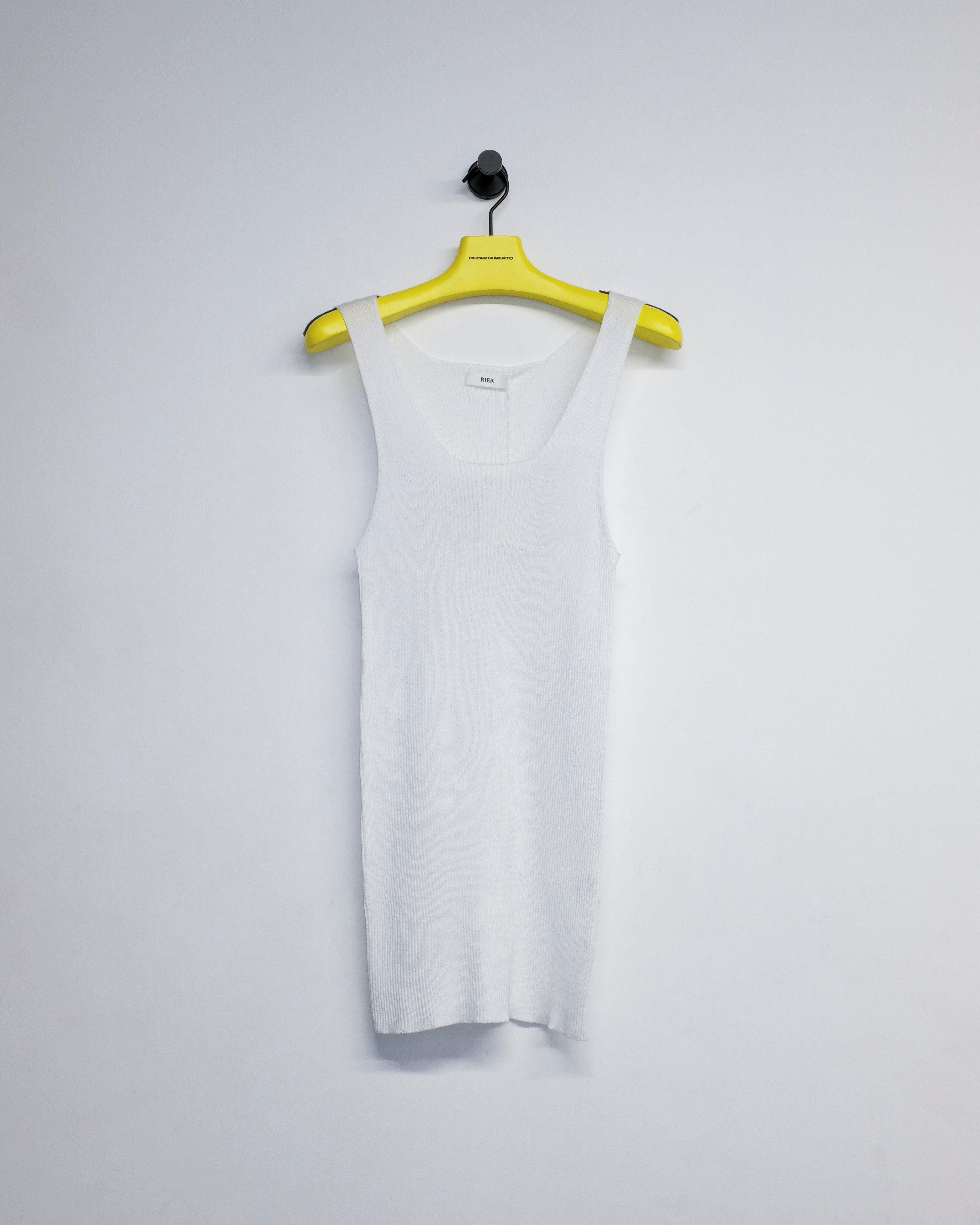 Rier Cotton Fine Rib Tank Top - White | Garmentory