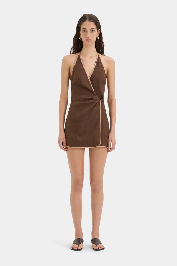 knee length dresses for ladies Sir the label Noemi Halter Mini Dress – ABC Dress Hire main image 1