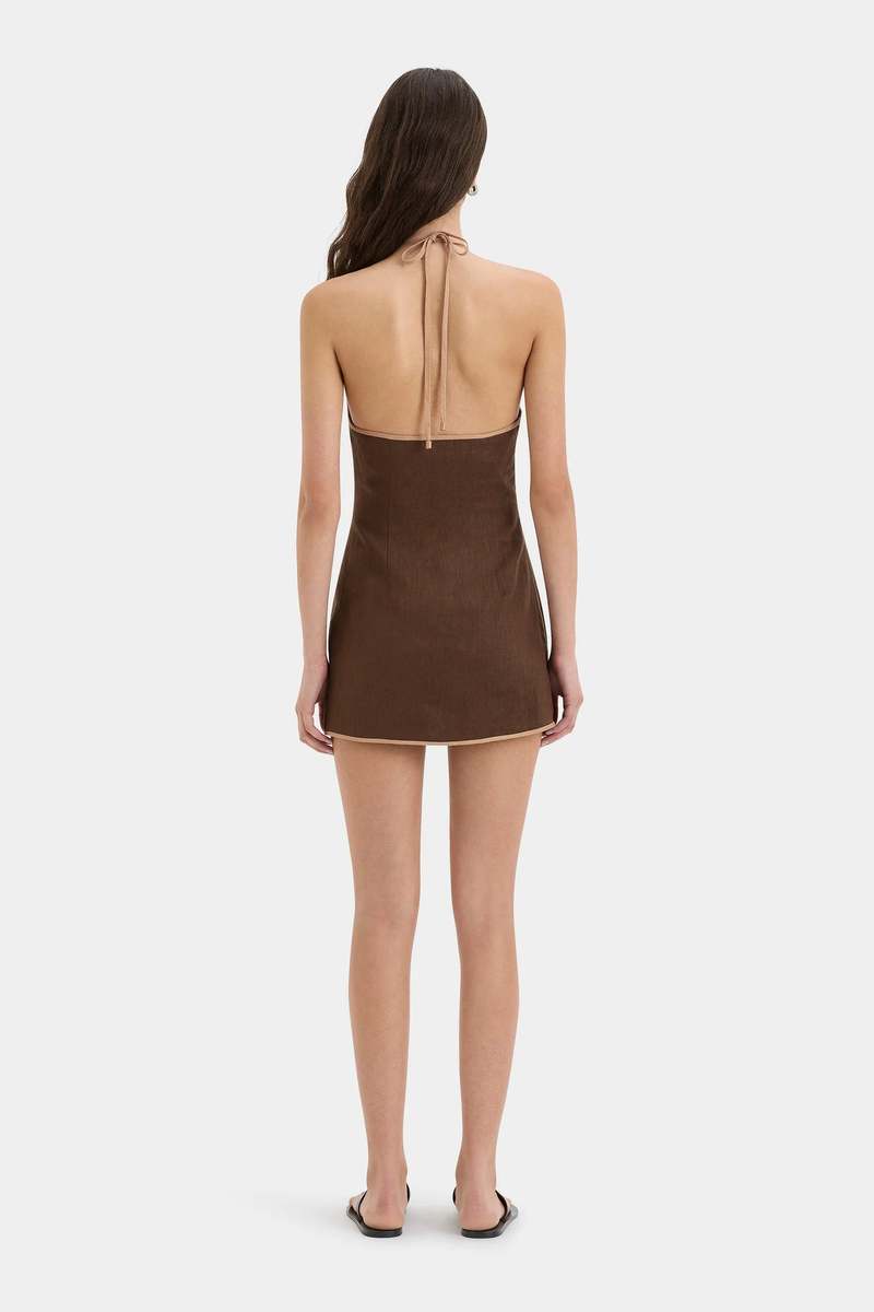 SIR. Affogato Twist Mini Dress - Chocolate