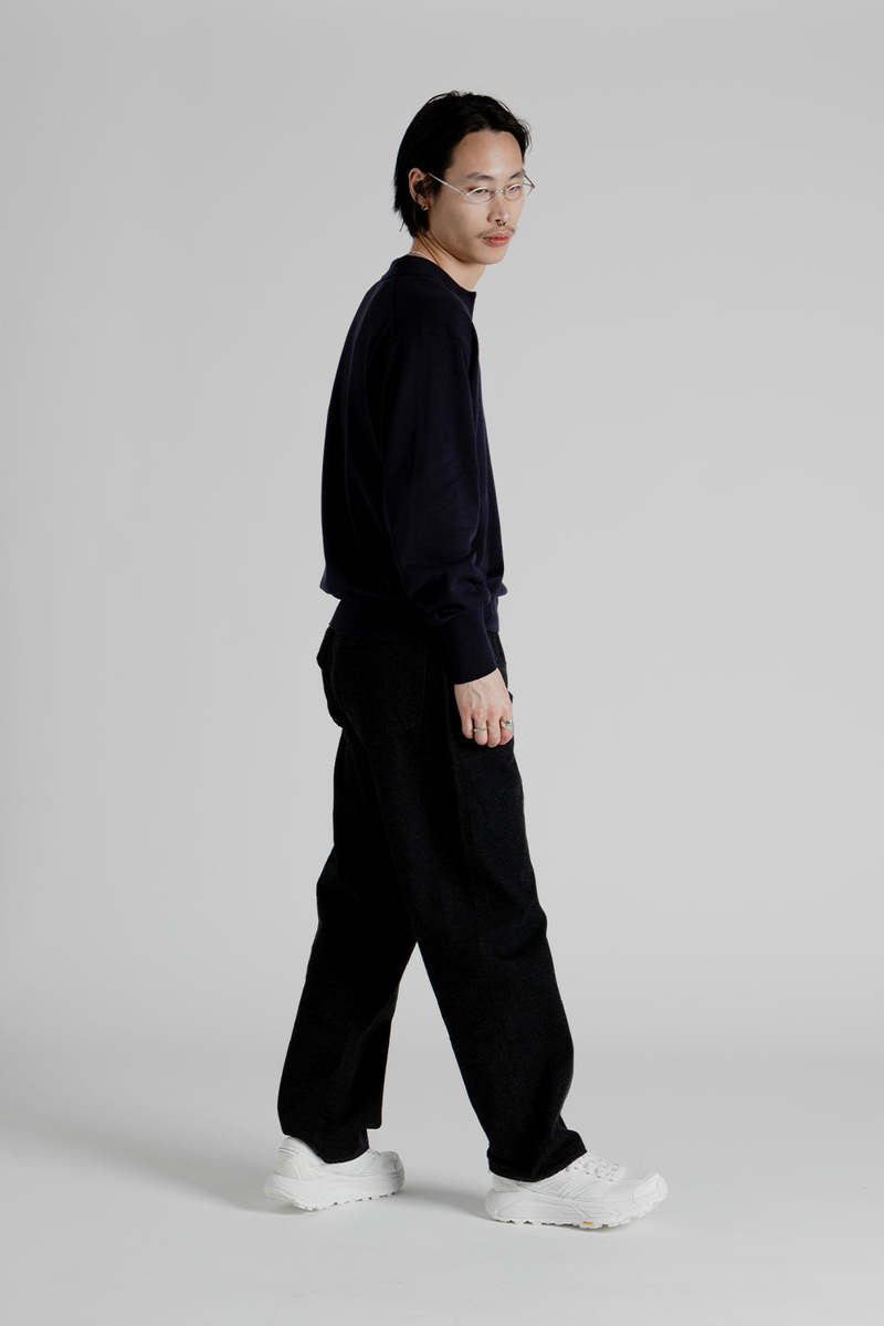 【PERSTEP】25SS★ Black Deep Washing One-Tuck Denim Half PT Kaptain_Sunshine_5P_Zipper_Fro