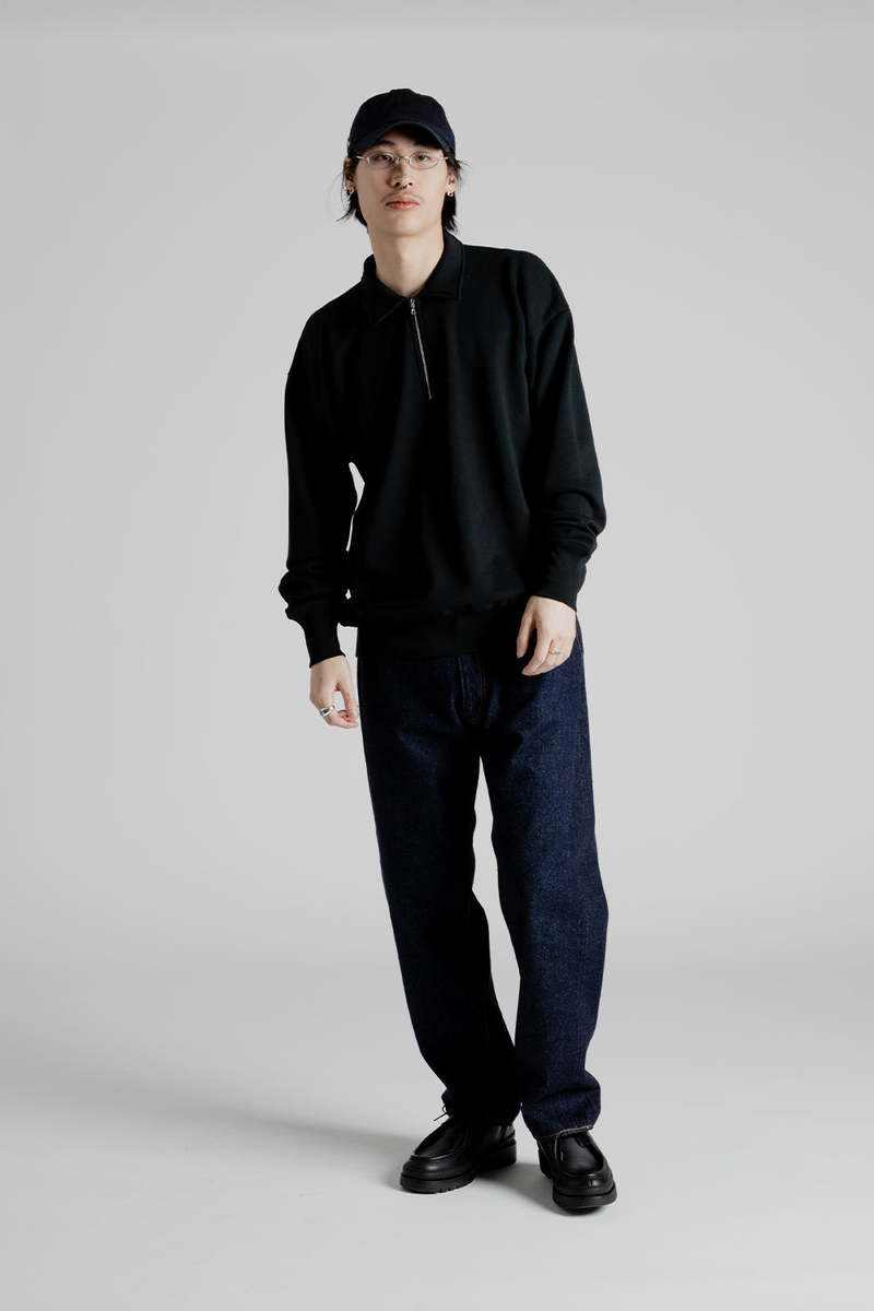 KAPTAIN SUNSHINE Suvin Sweat Halfzip Pullover - Ink Black