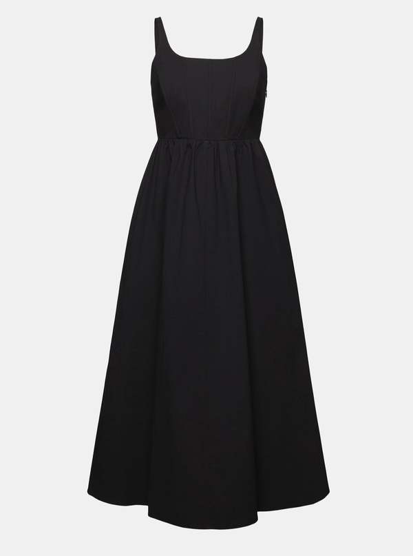 Esprit Boned Poplin Midi Dress - Black | Garmentory