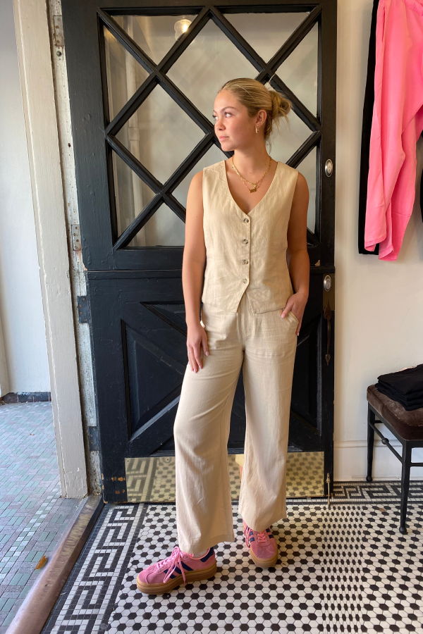 Le Jean Linen Jude Ankle Trouser - Sand