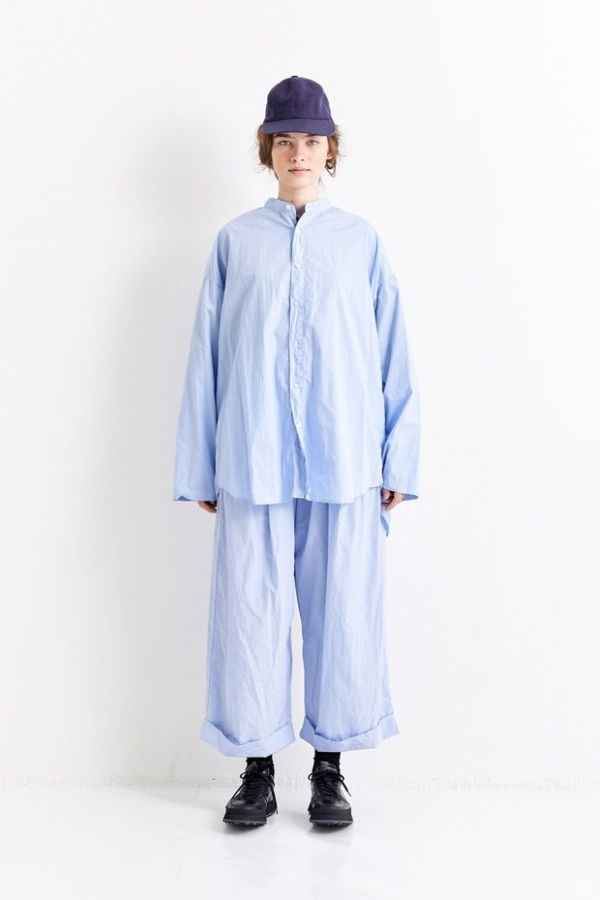 Veritecoeur Stand Collar Shirt - Sax Blue