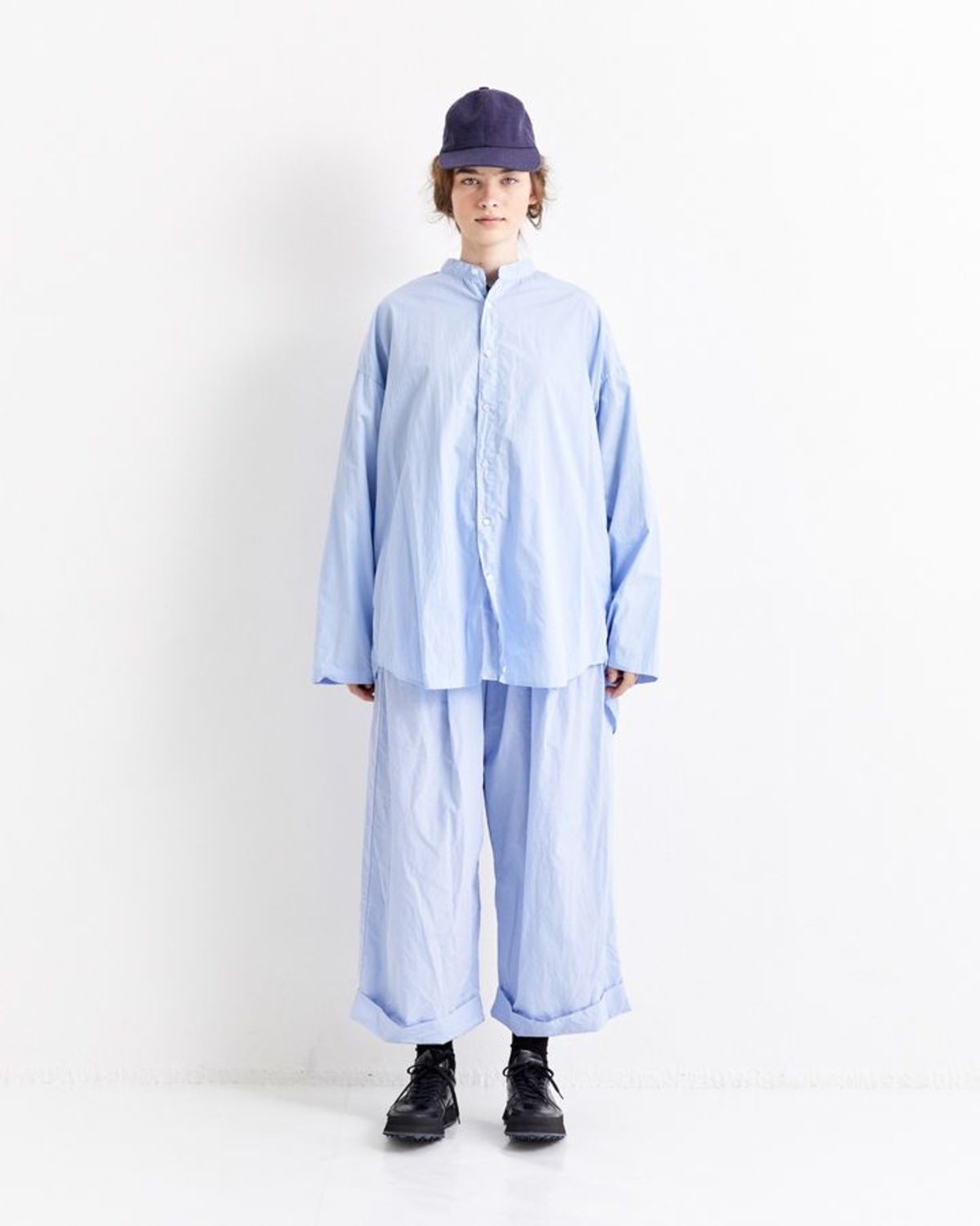 専用 Veritecoeur / cotton stand collar Namu Shop - Veritecoeur Stand Collar Shirt - Green
