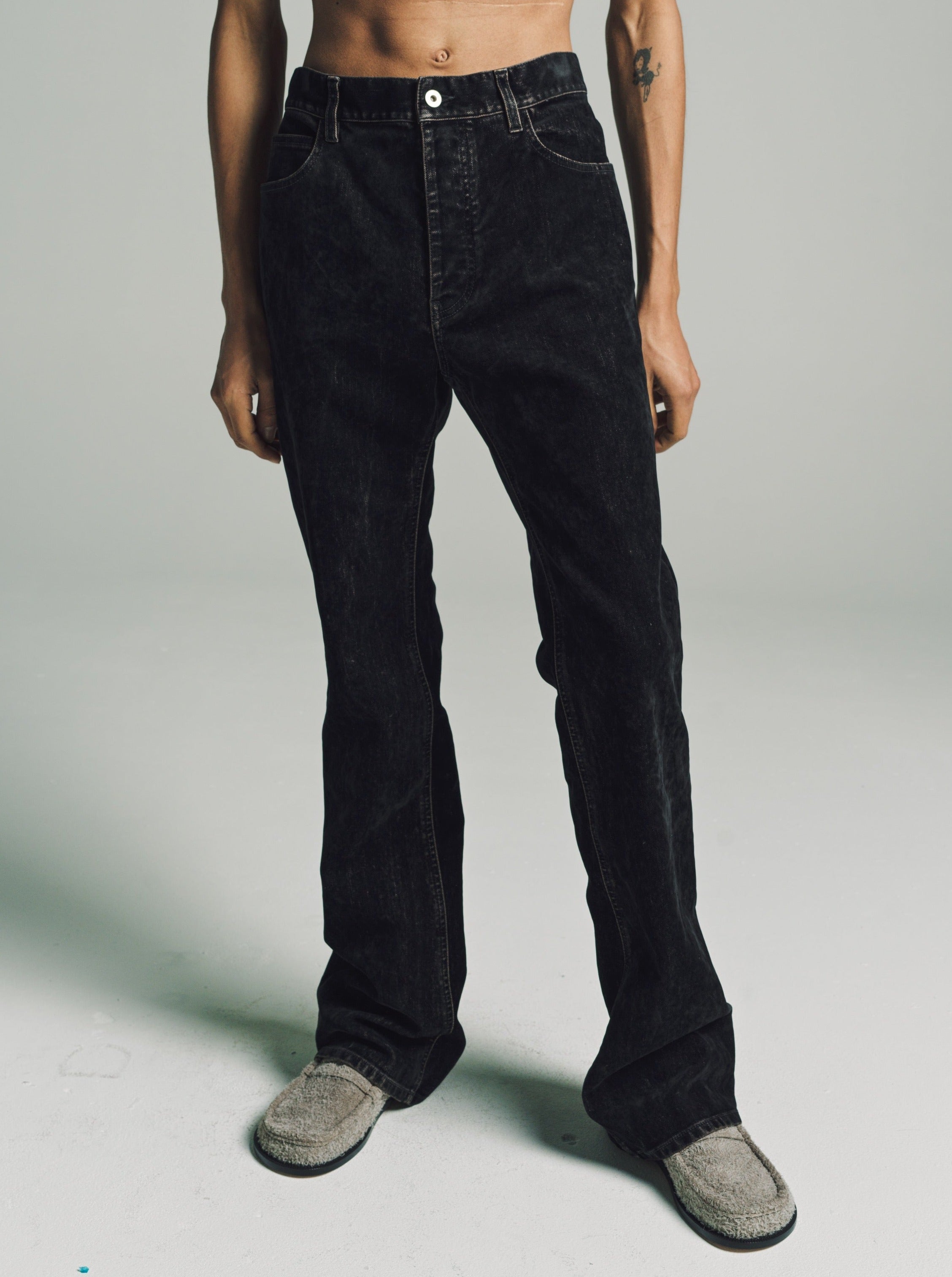 LOEWE Flocked Velvet Denim Bootleg Jeans - Black | Garmentory