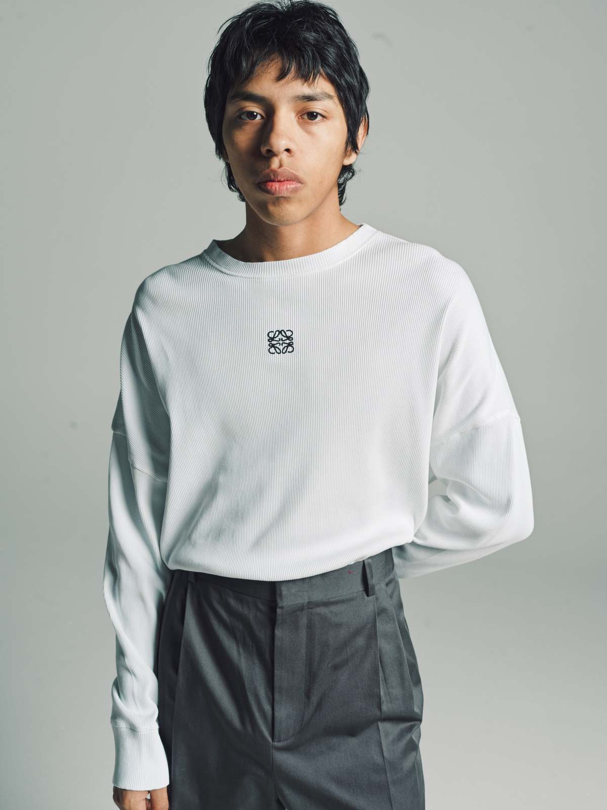 LOEWE Oversized Fit Long Sleeve T-shirt - White | Garmentory