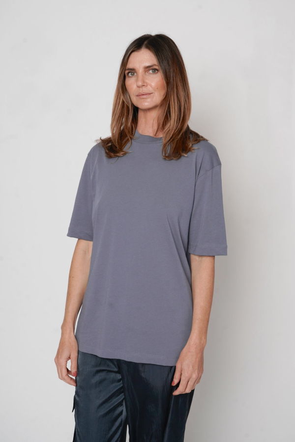 Tibi Mock Neck T - Navy