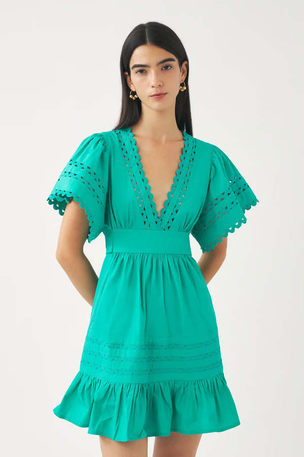 Antik Batik Rodo Mini Dress - Aqua Poplin | Garmentory Antik Batik Rodo Mini Dress - Aqua Poplin | Garmentory