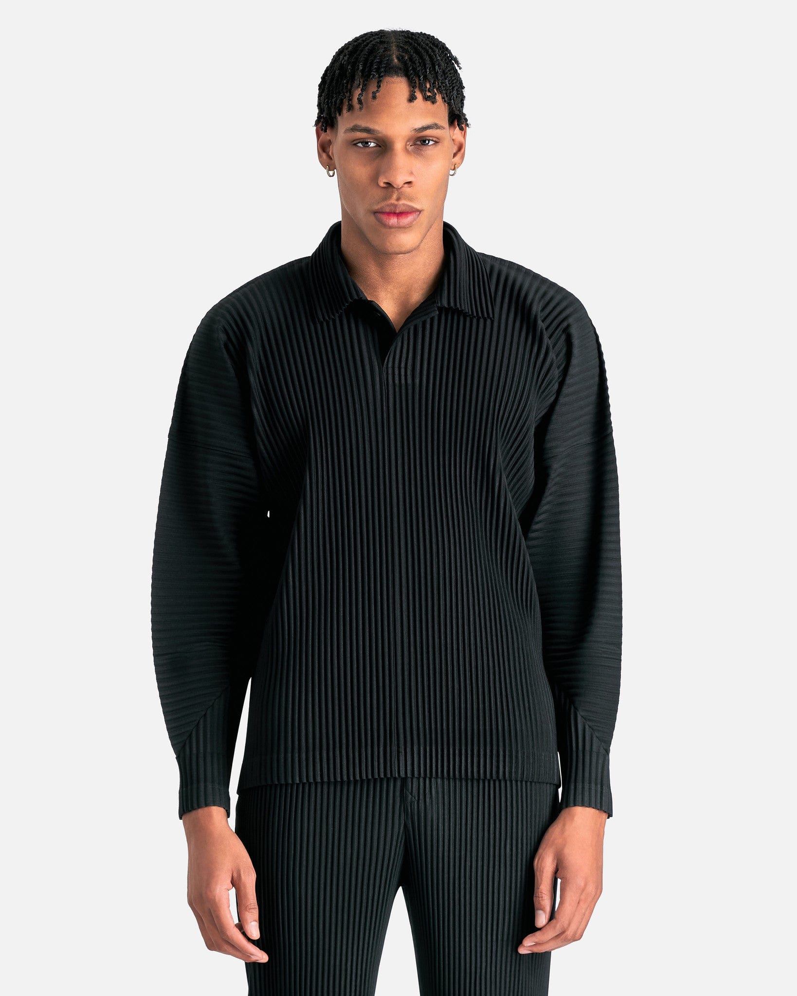 HOMME PLISSE ISSEY MIYAKE MC January Polo Shirt - Black | Garmentory