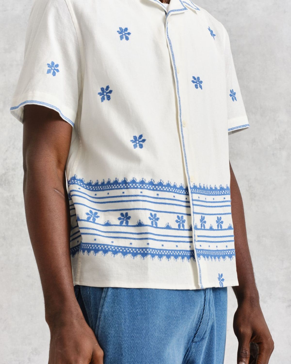 Wax London Daisy Embroidery Didcot Shirt | Garmentory