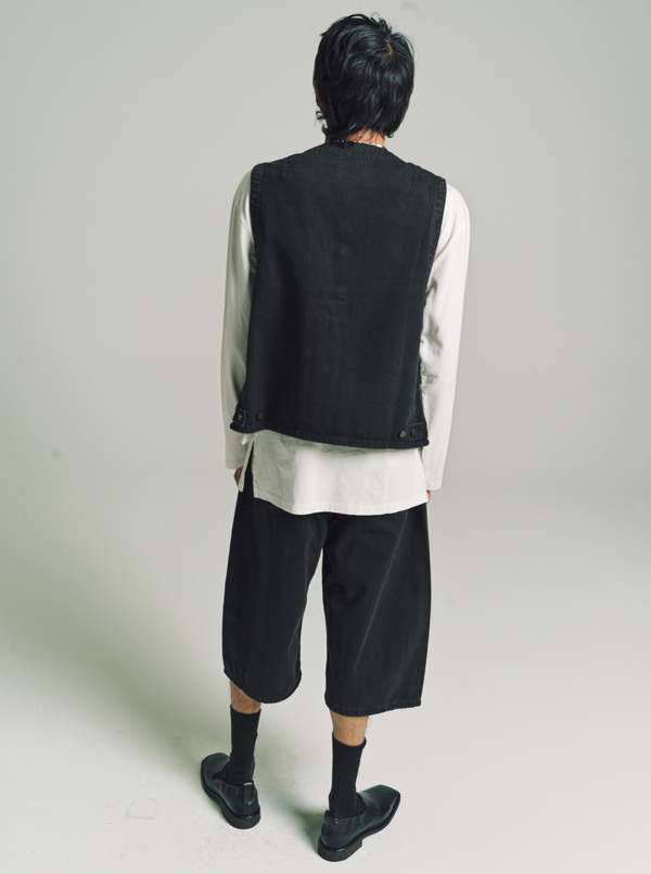 Lemaire Soft Bleached Denim 4 Pocket Gilet - Black | Garmentory