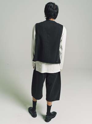 Lemaire Soft Bleached Denim 4 Pocket Gilet - Black | Garmentory