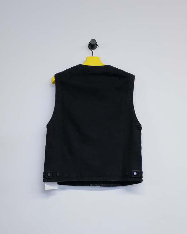 Lemaire Soft Bleached Denim 4 Pocket Gilet - Black | Garmentory