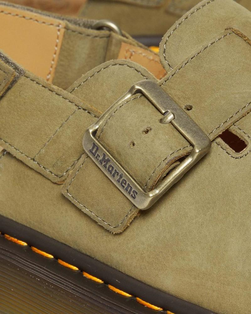 Dr. Martens Jorge II Tumbled Nubuck Slingback Mules - Muted Olive