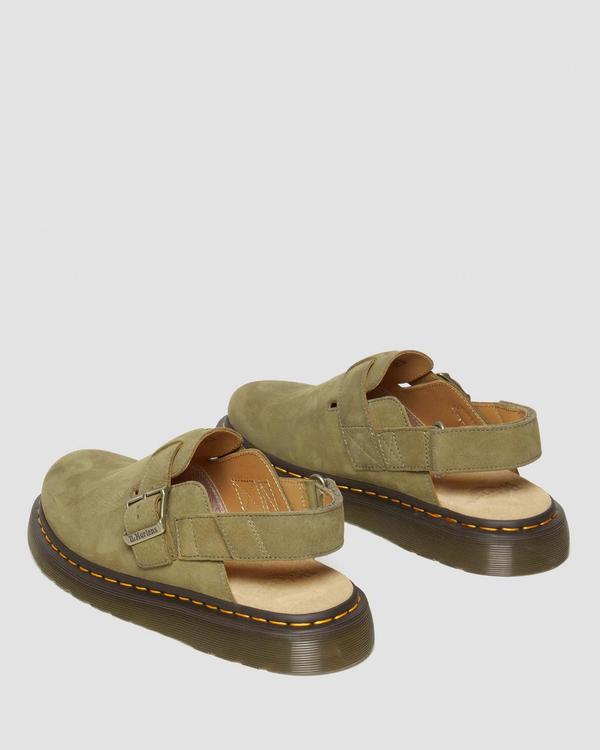 Dr. Martens Jorge II Tumbled Nubuck Slingback Mules - Muted Olive