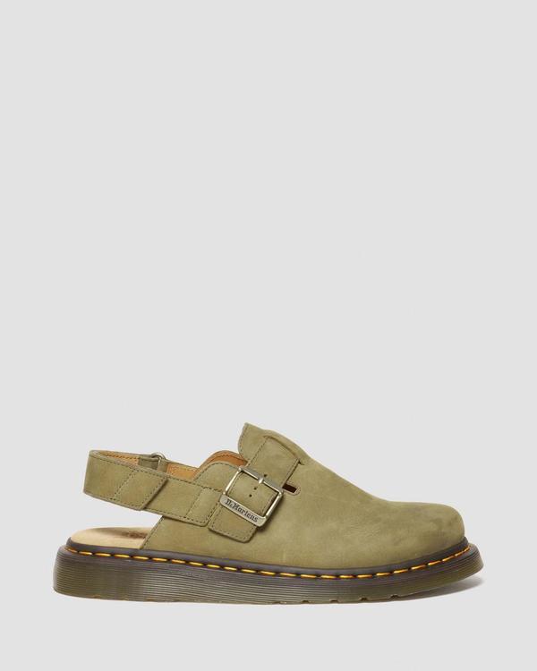Dr. Martens Jorge II Tumbled Nubuck Slingback Mules - Muted Olive