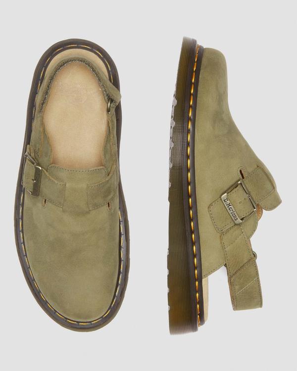 Dr. Martens Jorge II Tumbled Nubuck Slingback Mules - Muted Olive