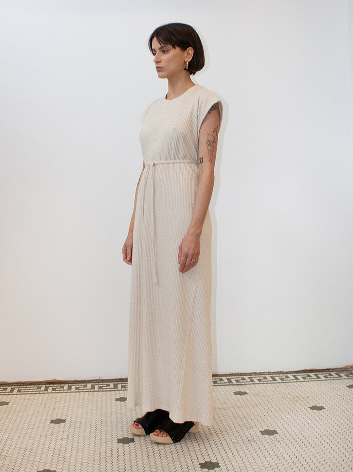 BASERANGE ワンピース SHAW SLEEVELESS DRESS DRSHS RIB SP24 Shaw Sleeveless Dress in Assortment | Cotton hemp rib | en