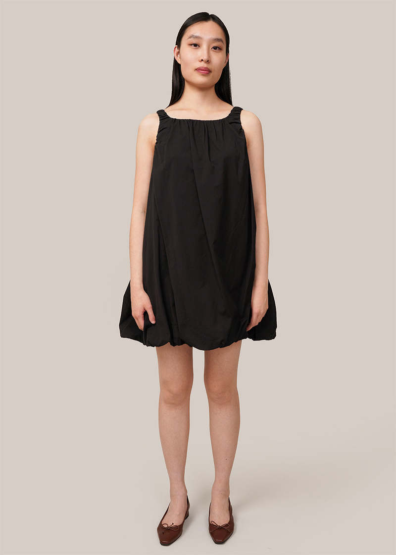 AMOMENTO Sheer Volume Mini Dress - Black | Garmentory