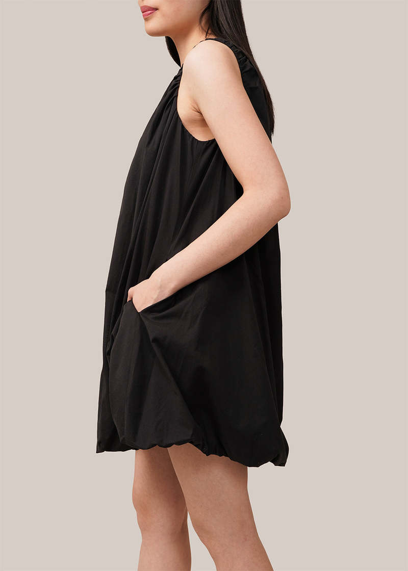 【AMOMENTO】24ss SHEER VOLUME MINI DRESS Amomento Sheer Volume Mini Dress in Black | Parallel