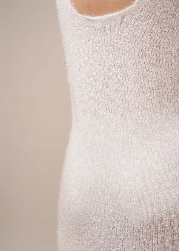 AMOMENTO☆24SS HAIRY LAYERED DRESS AMOMENTO Hairy Layered Dress - White | Garmentory