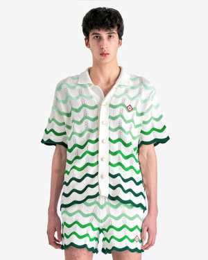 Casablanca Gradient Wave Texture Shirt - Green/White | Garmentory