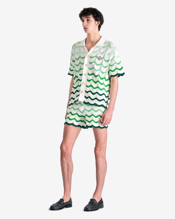 Casablanca Gradient Wave Texture Shirt - Green/White | Garmentory