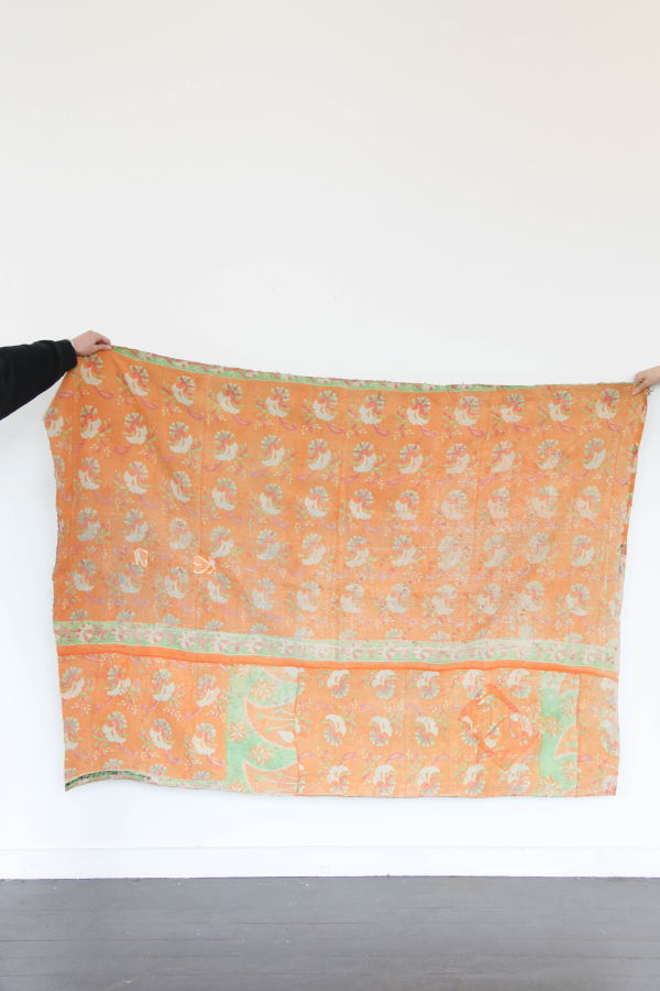 Abigail Rose & Lily Too Kantha Quilt - Tangerine Floral