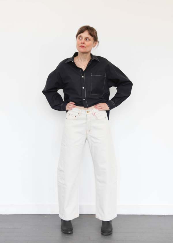 nicholson＆nicholson SEABREEZE-W 38サイズ ニコルソンアンドニコルソン シーブリーズ 長袖 シャツ ビックシルエット カシュクール 2WAY 2024AW 日本製