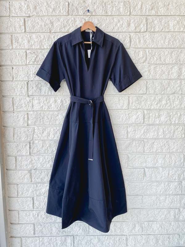 Simkhai Deanna S/S Belted Midi Dress - Midnight | Garmentory