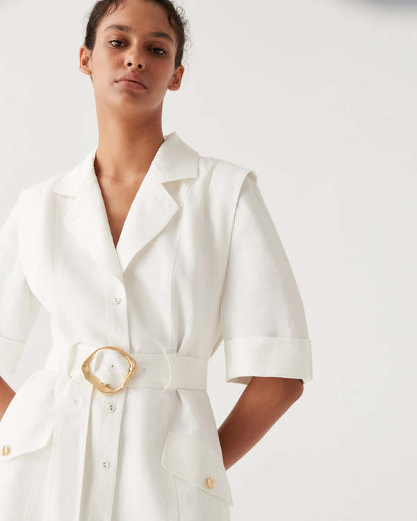 aje mini dress white Etta Mini Dress-IVORY / 4