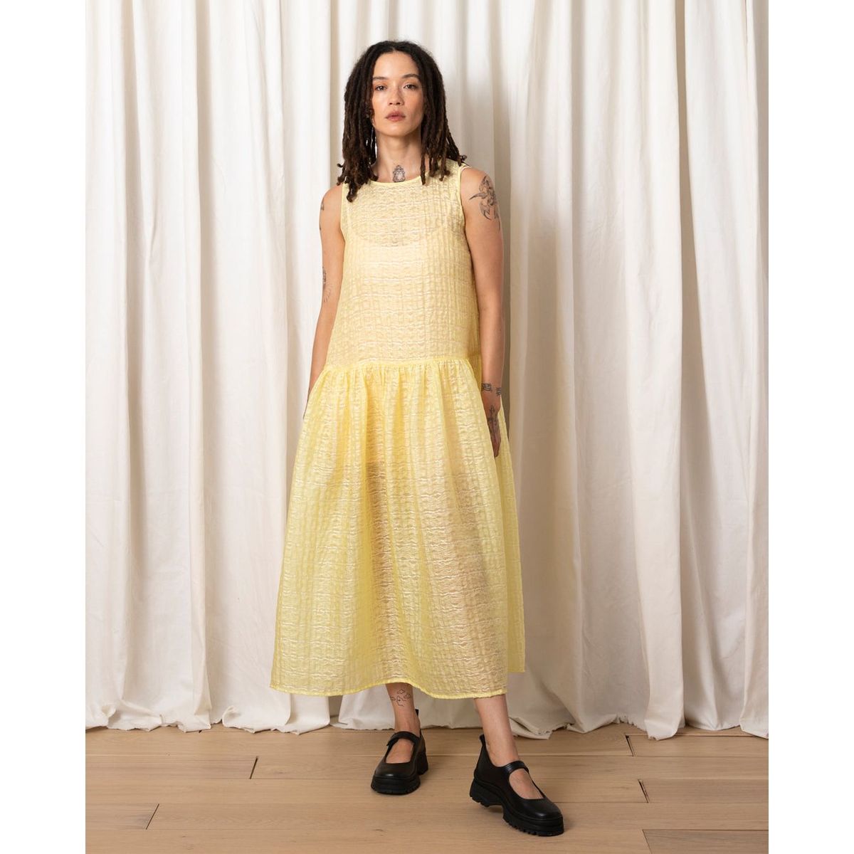 Ali Golden Drop Waist Tank Dress - Yellow | Garmentory Ali Golden Drop Waist Tank Dress - Yellow | Garmentory