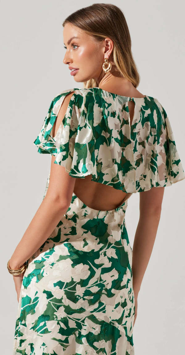 ASTR The Label Florecita Dress - Emerald Green/Cream | Garmentory ASTR The Label Florecita Dress - Emerald Green/Cream | Garmentory