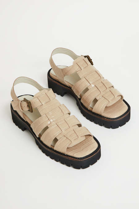 grounds Moopie Leather Sandal - Gray/Ice Gray | Garmentory