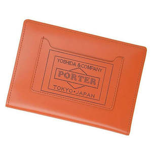 Porter Yoshida & Co. PS LEATHER WALLET PASSPORT CASE - ORANGE x