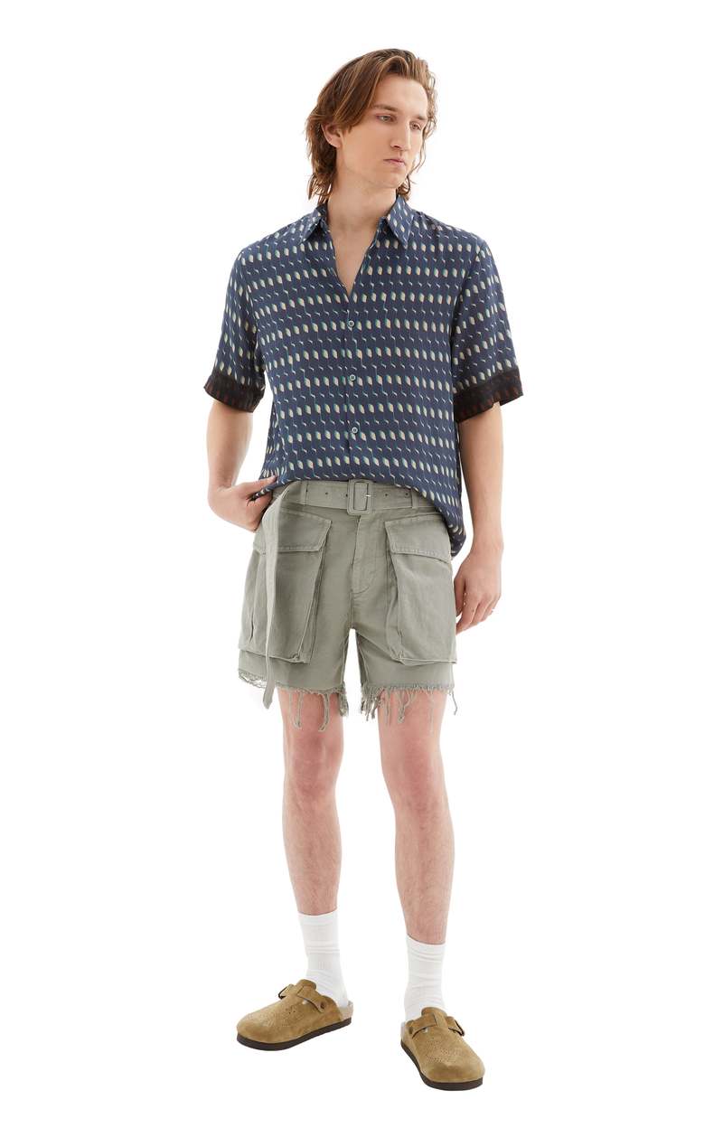 Dries Van Noten Cropped Belted Shorts - Grey | Garmentory